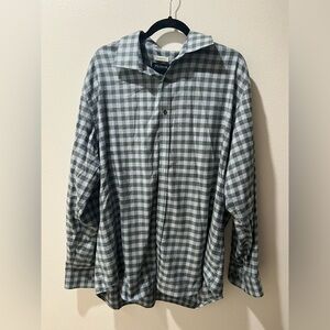 Jos.A. Bank Men's Tailored Fit Shirt - Gray Checkered, XL, EUC, casual, quality
